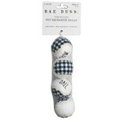 Wholesale - 4pk 2" NAVY BUFFALO PLAID SQUEAKER TENNIS BALL PET TOY RAE DUNN C/P 48, UPC: 192598895240